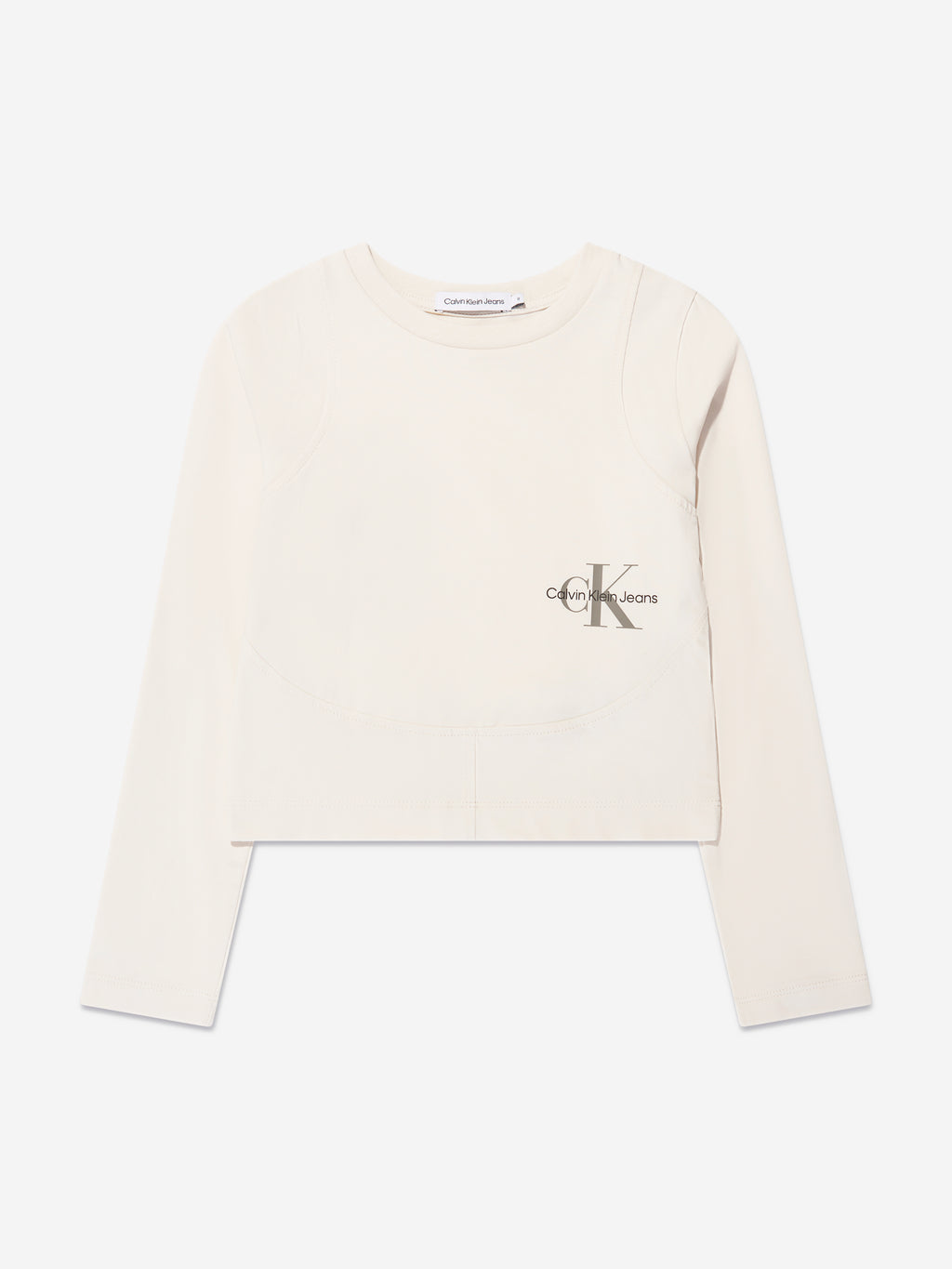 Calvin Klein Jeans Girls Monogram Placed T-Shirt Off | Childsplay Clothing in Beige