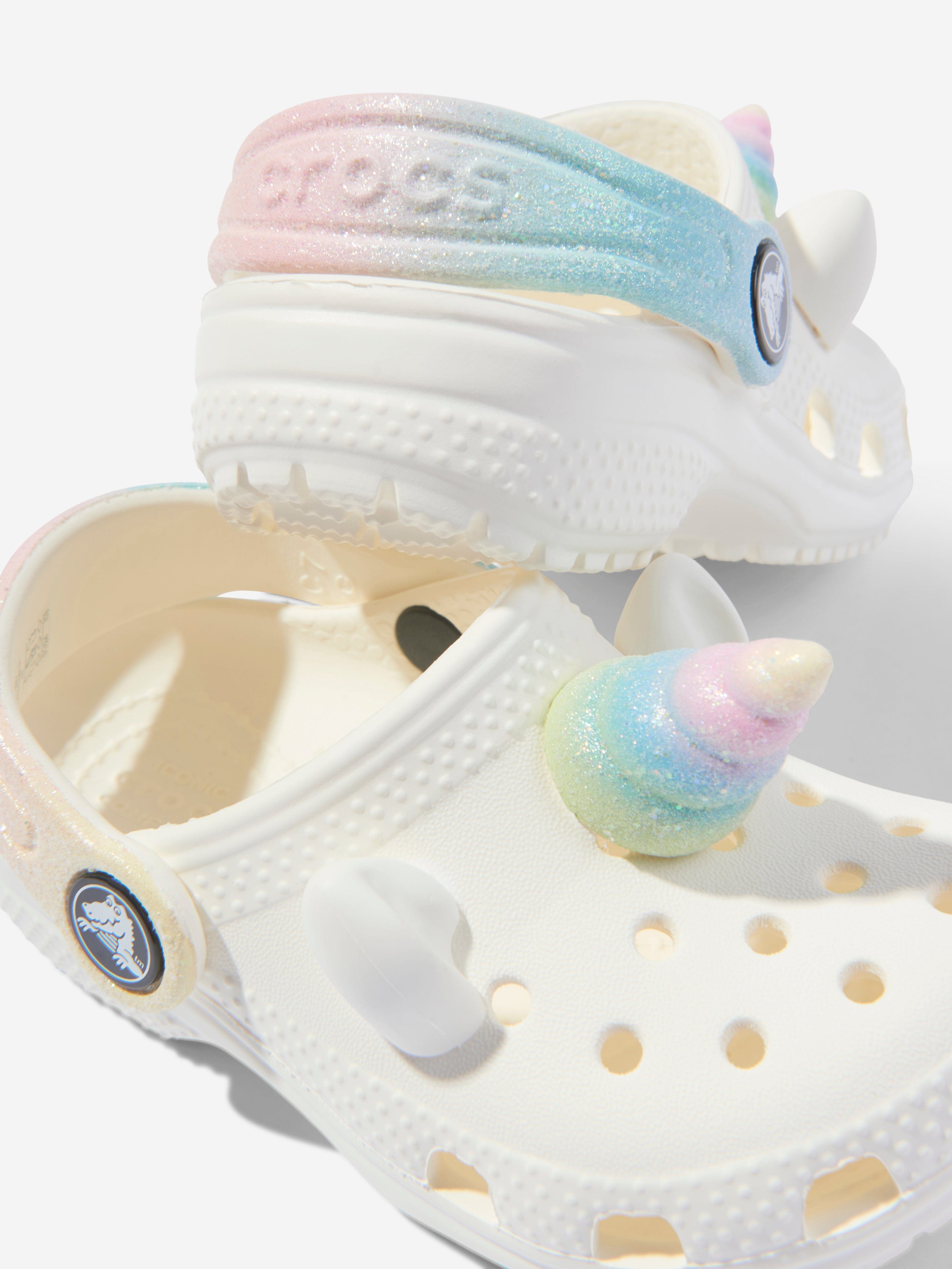 Crocs Girls Classic I Am Rainbow Unicorn Clog in White Childsplay Clothing