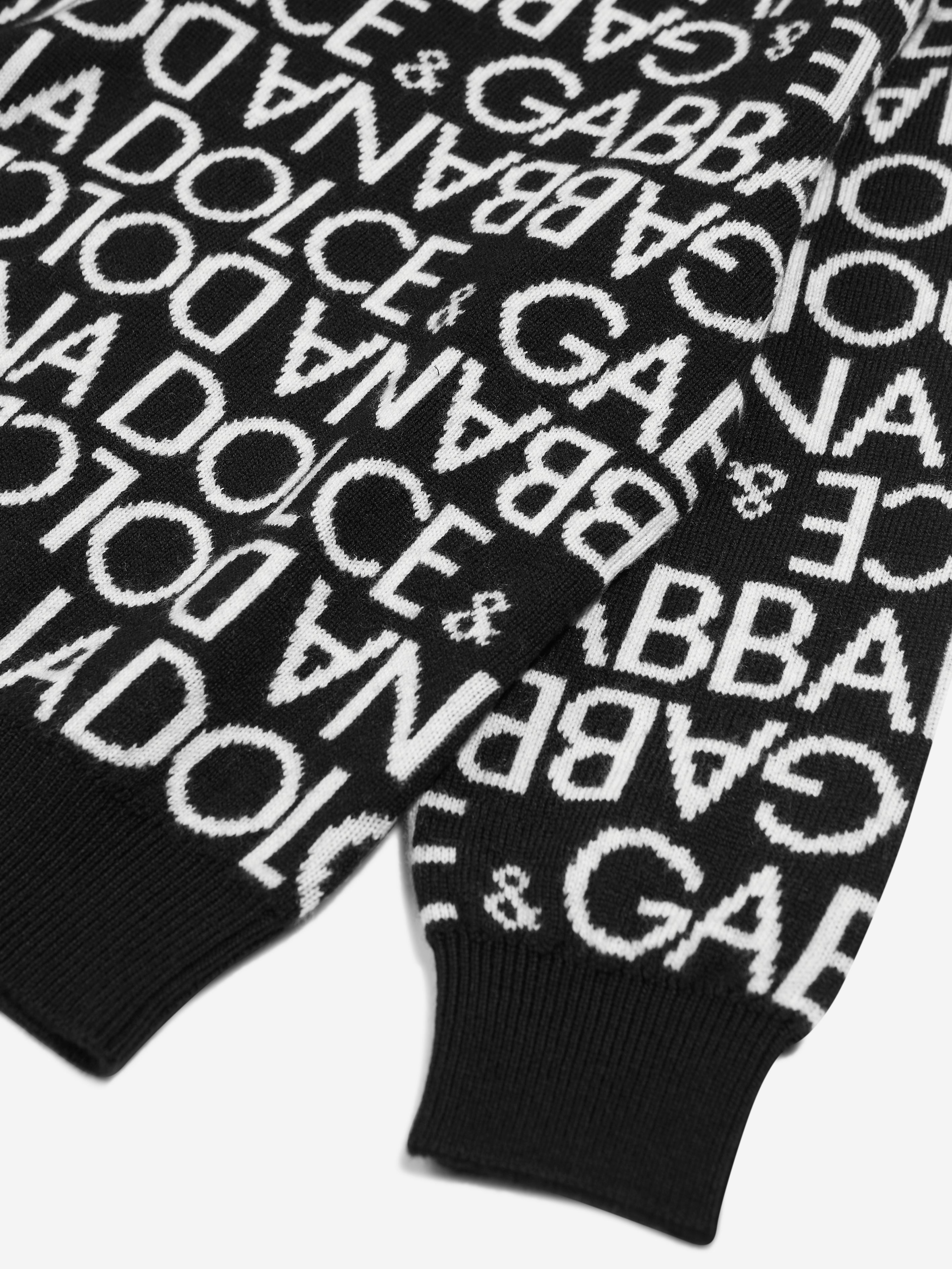 Dolce and Gabbana Kids ボーイズウールのロゴジャンパーは黒です