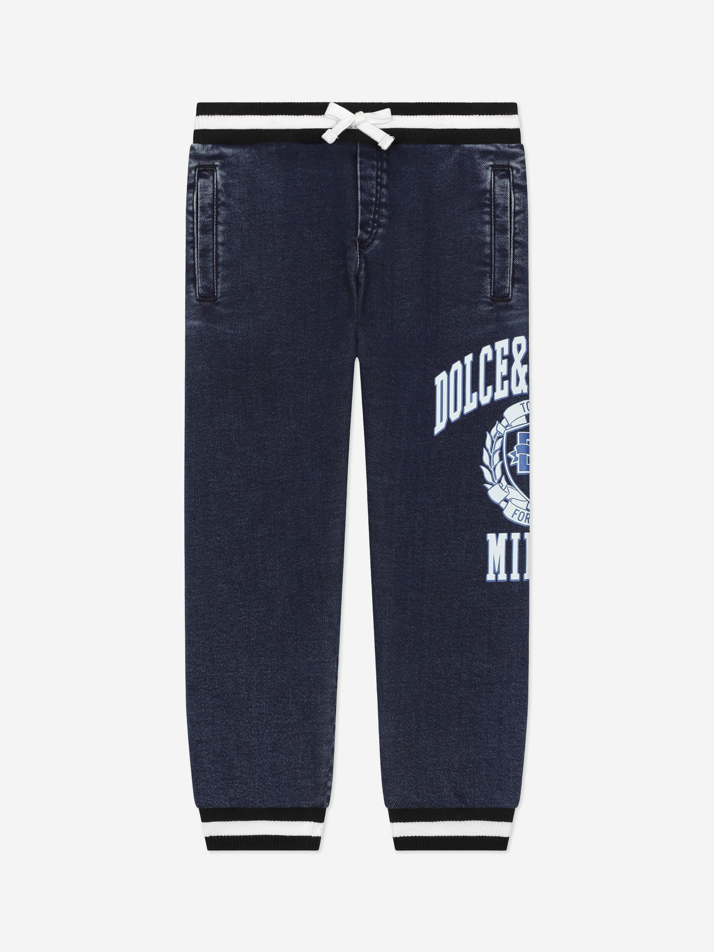 Dolce & Gabbana Boys Logo Joggers in Blue