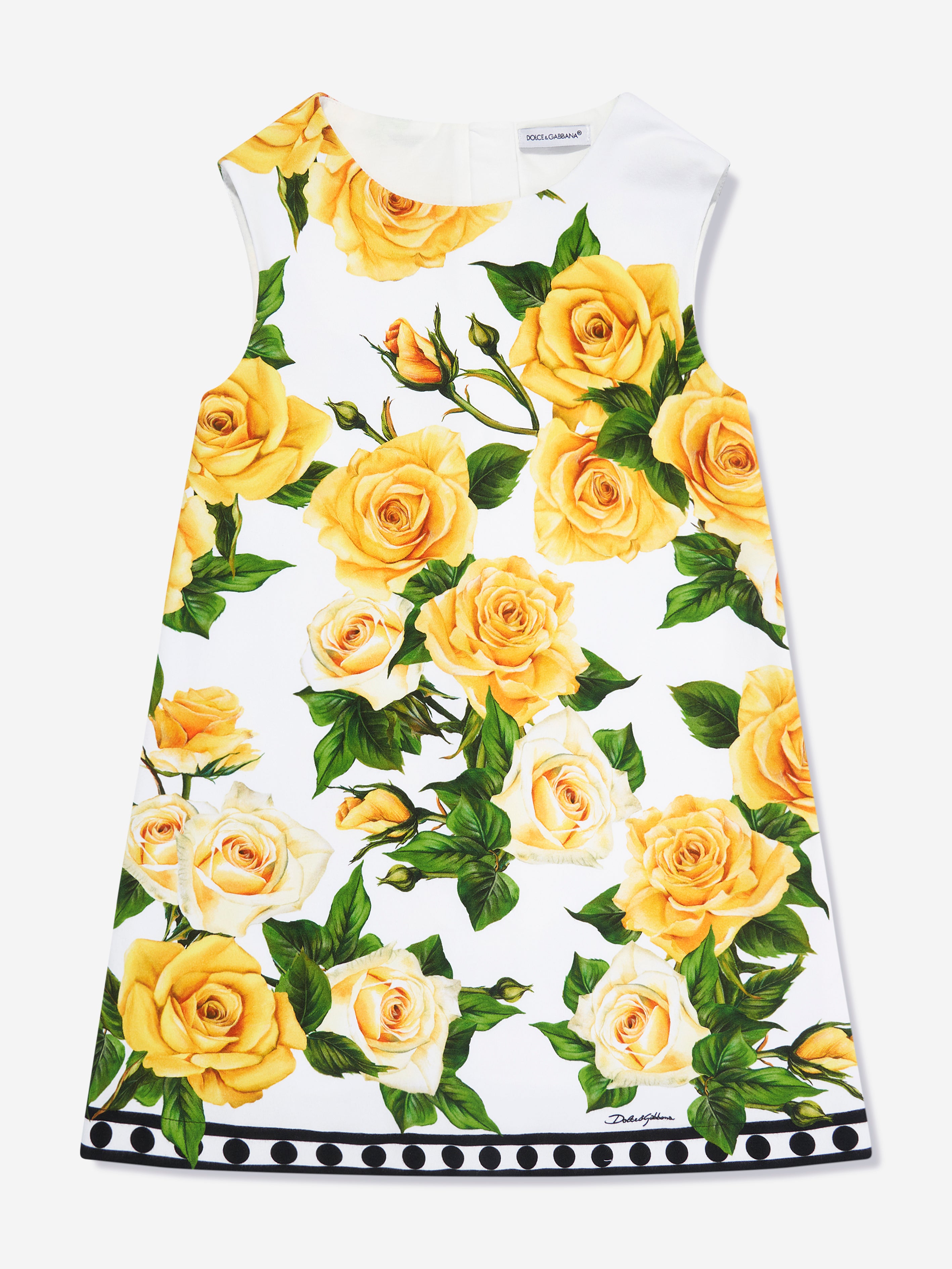 Monnalisa rose-print sleeveless dress - White