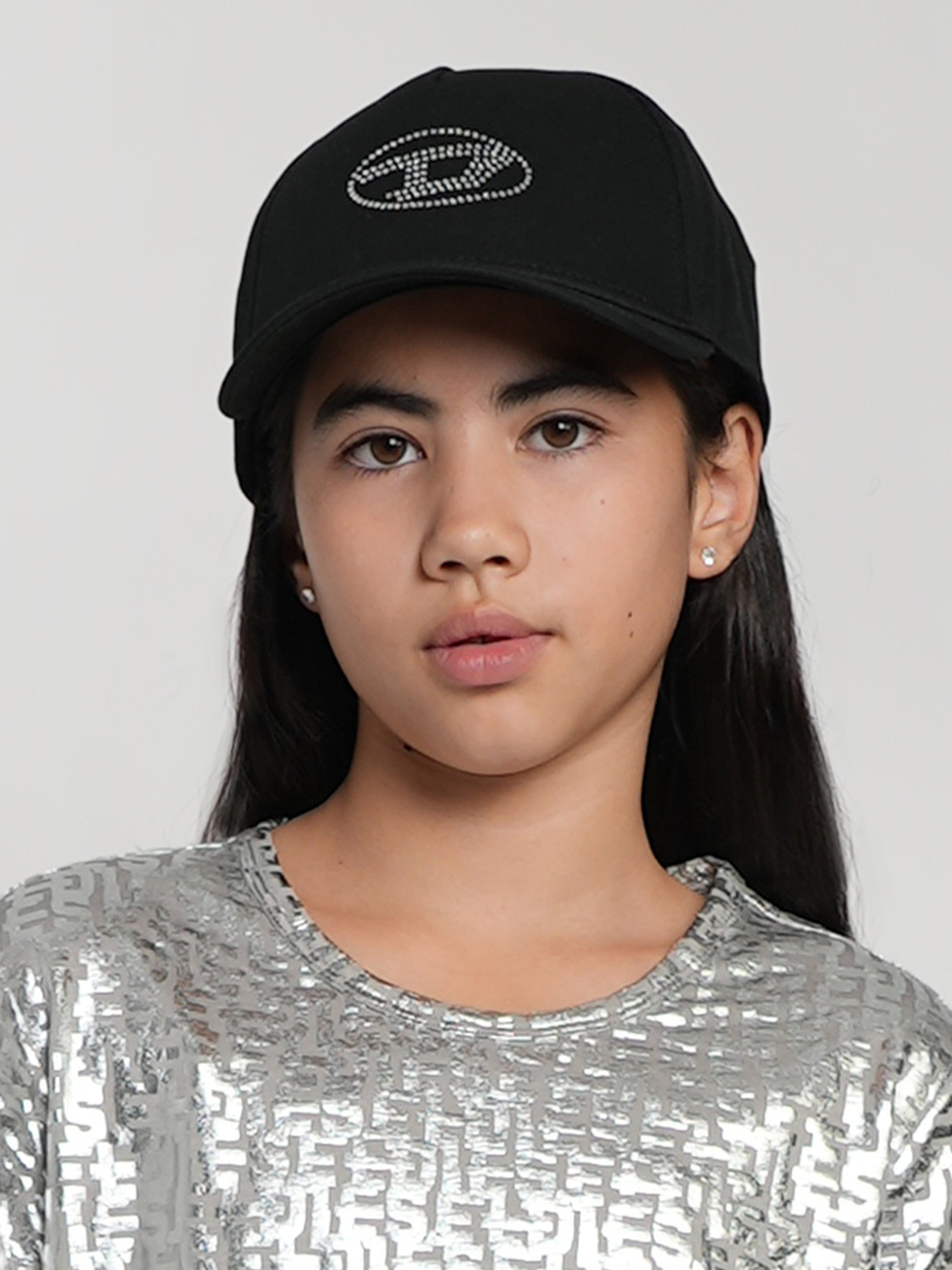 Diesel Girls Oval D Logo Cap in Black