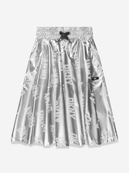 Girls Logo Midi Skirt in Silver