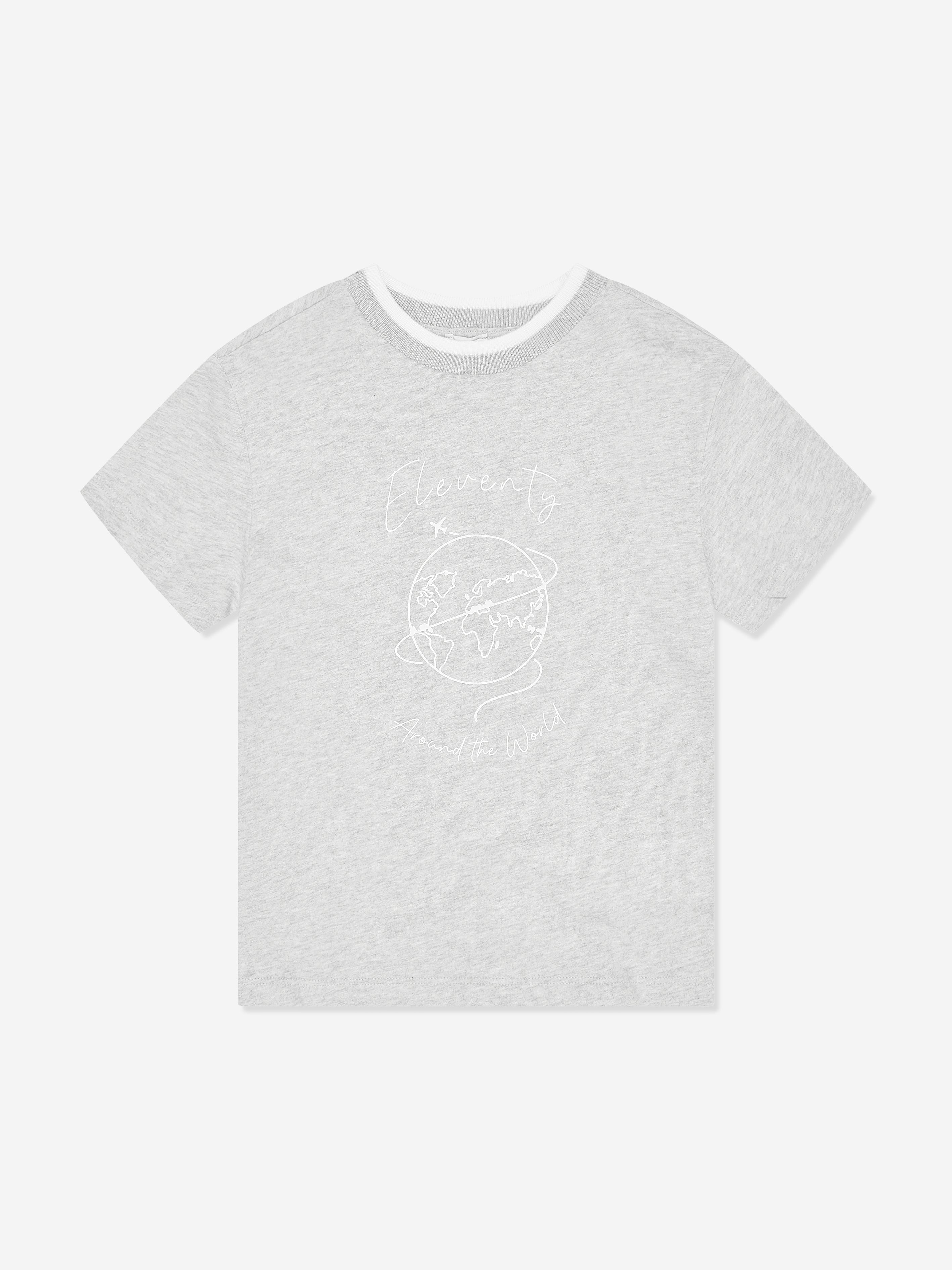 Eleventy Boys Around The World T-Shirt in Grey