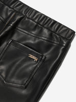 Girls Faux Leather Jeggings in Black
