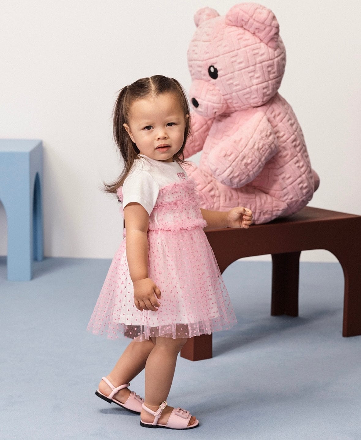 Fendi Baby Girls Jersey And Tulle Dress in Pink Childsplay Clothing