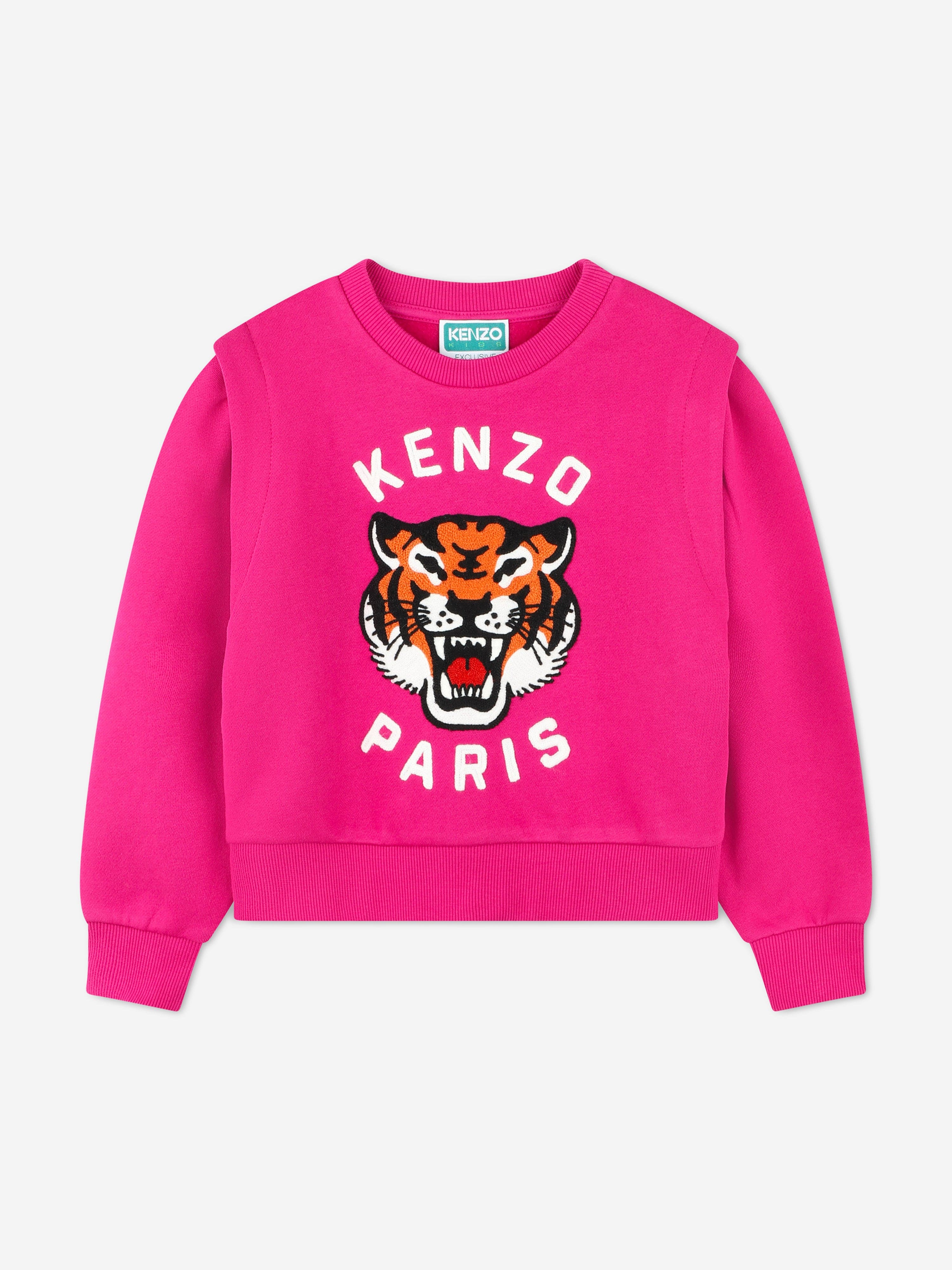 KENZO Girls Tiger Logo Sweatshirt in Pink Childsplay Clothing