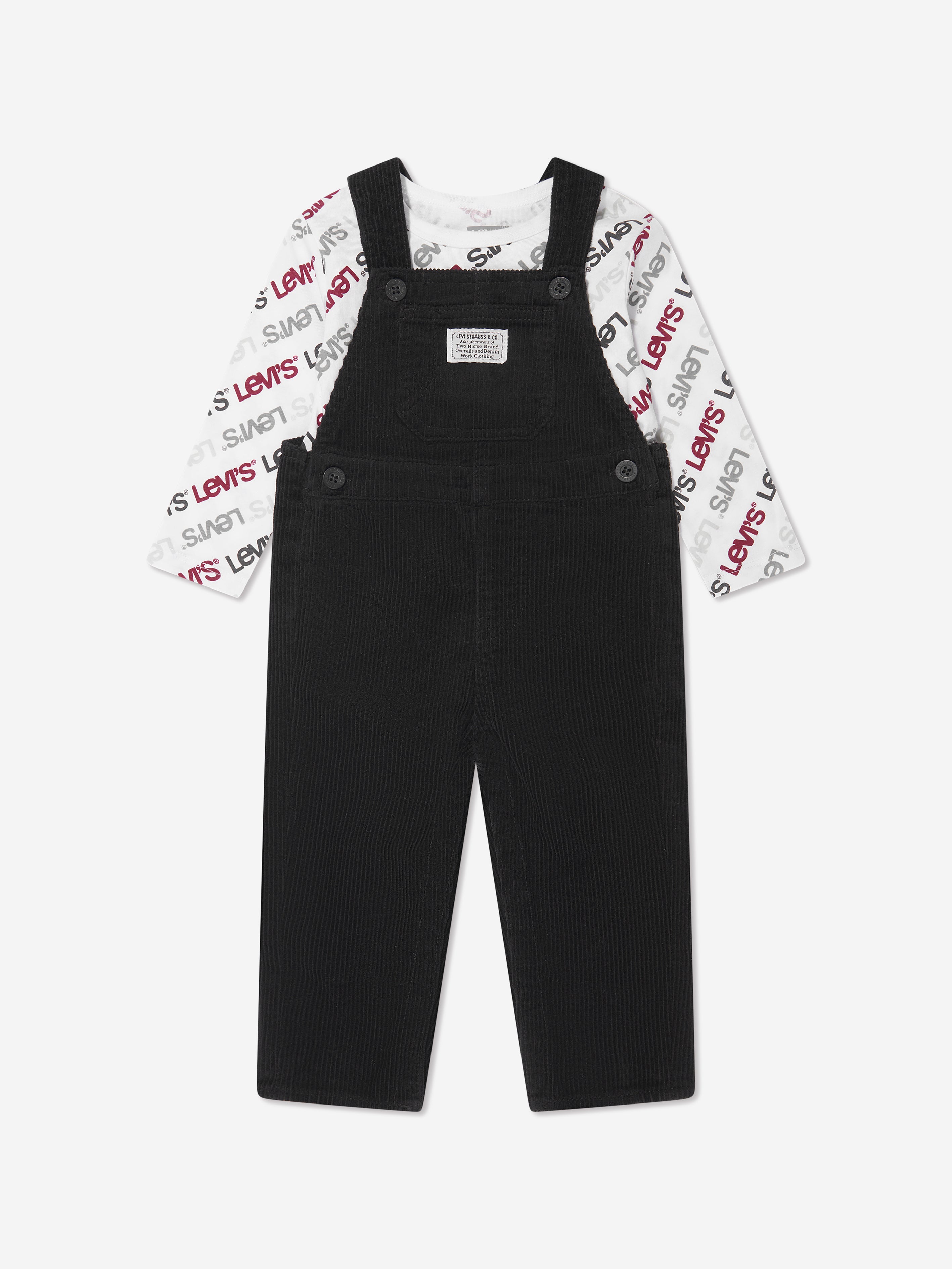 Levis Kids Wear Baby Corduroy Dungarees Set in Black | Childsplay