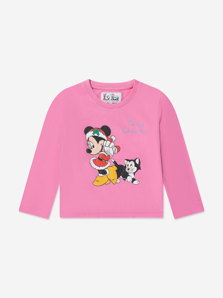 Crew Neck Long Sleeved Minnie Mouse Printed Baby Girl Sweatshirt