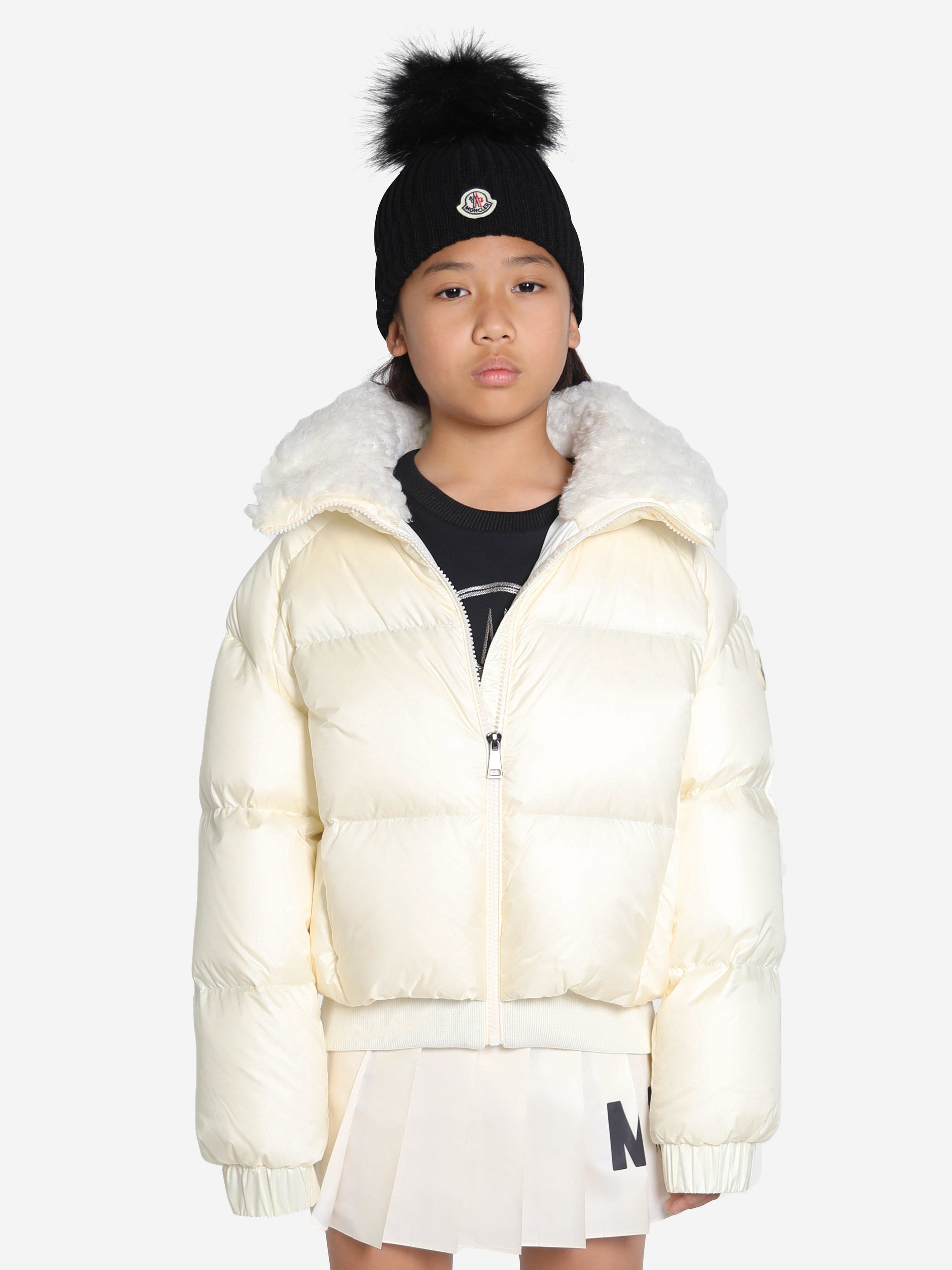 Moncler Enfant Girls Down Padded Glen Jacket in Ivory | Childsplay