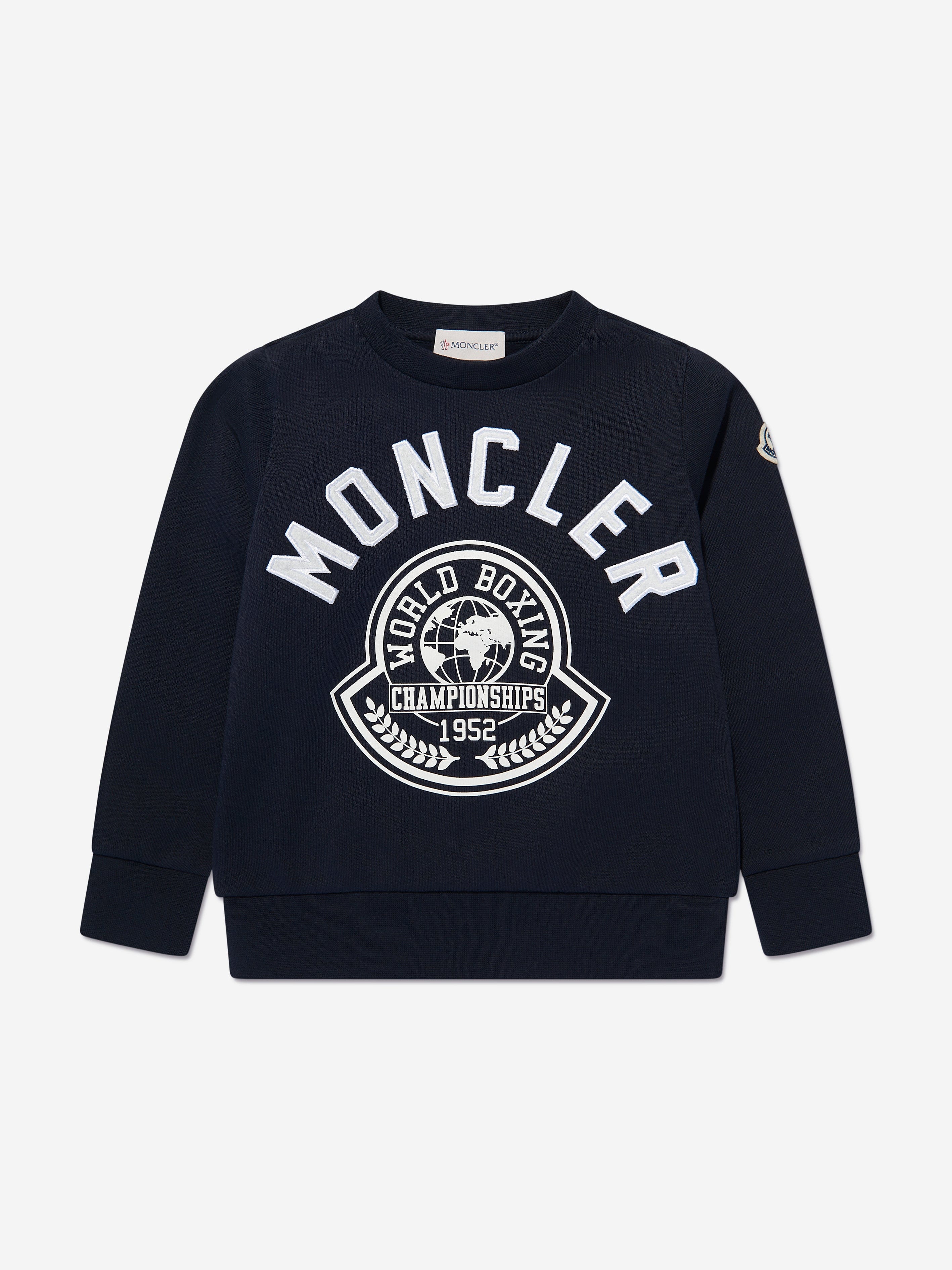 Moncler Enfant Boys Logo Print Sweatshirt in Navy