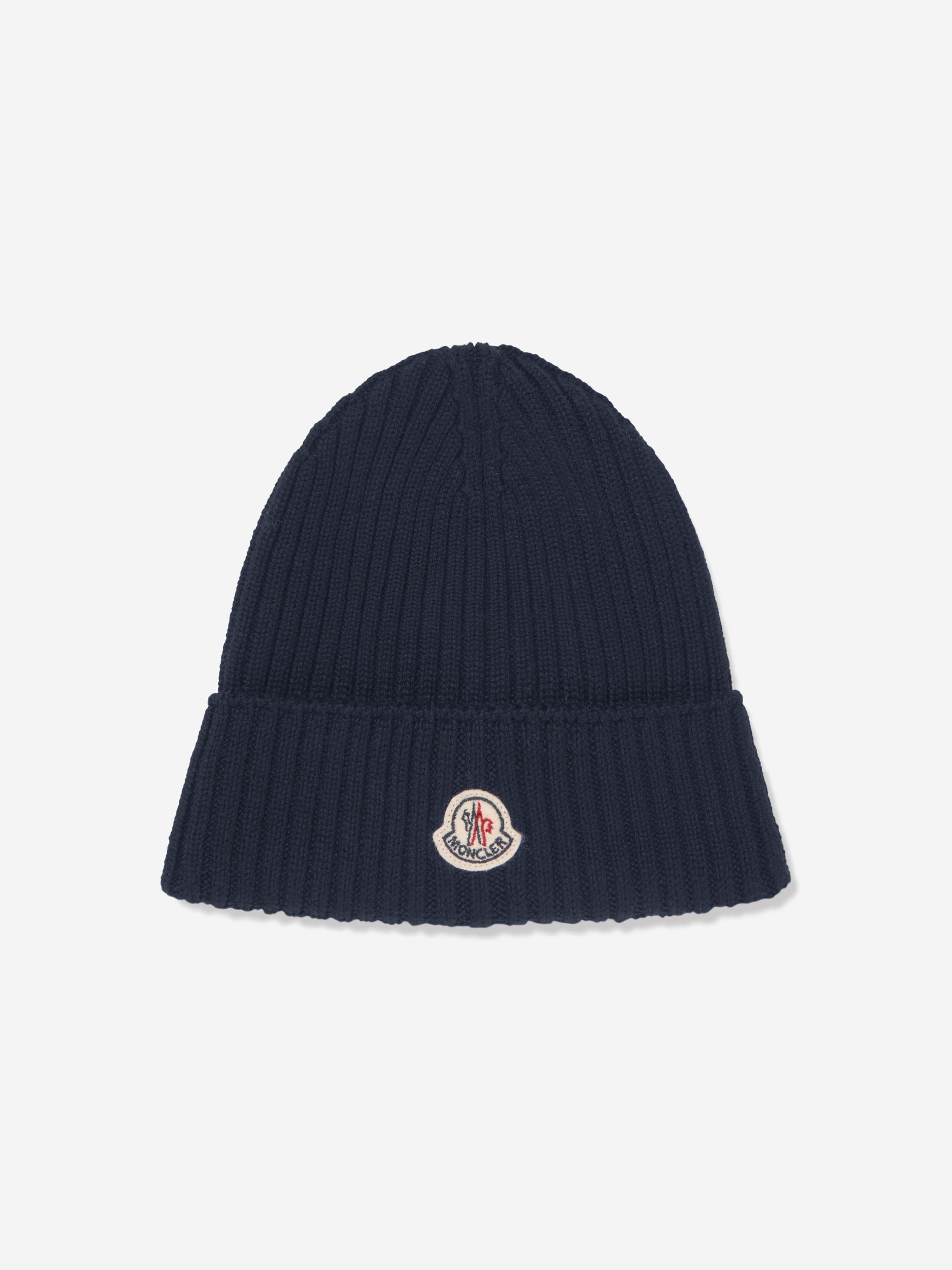 Moncler Enfant Kids Wool Beanie Hat in Navy