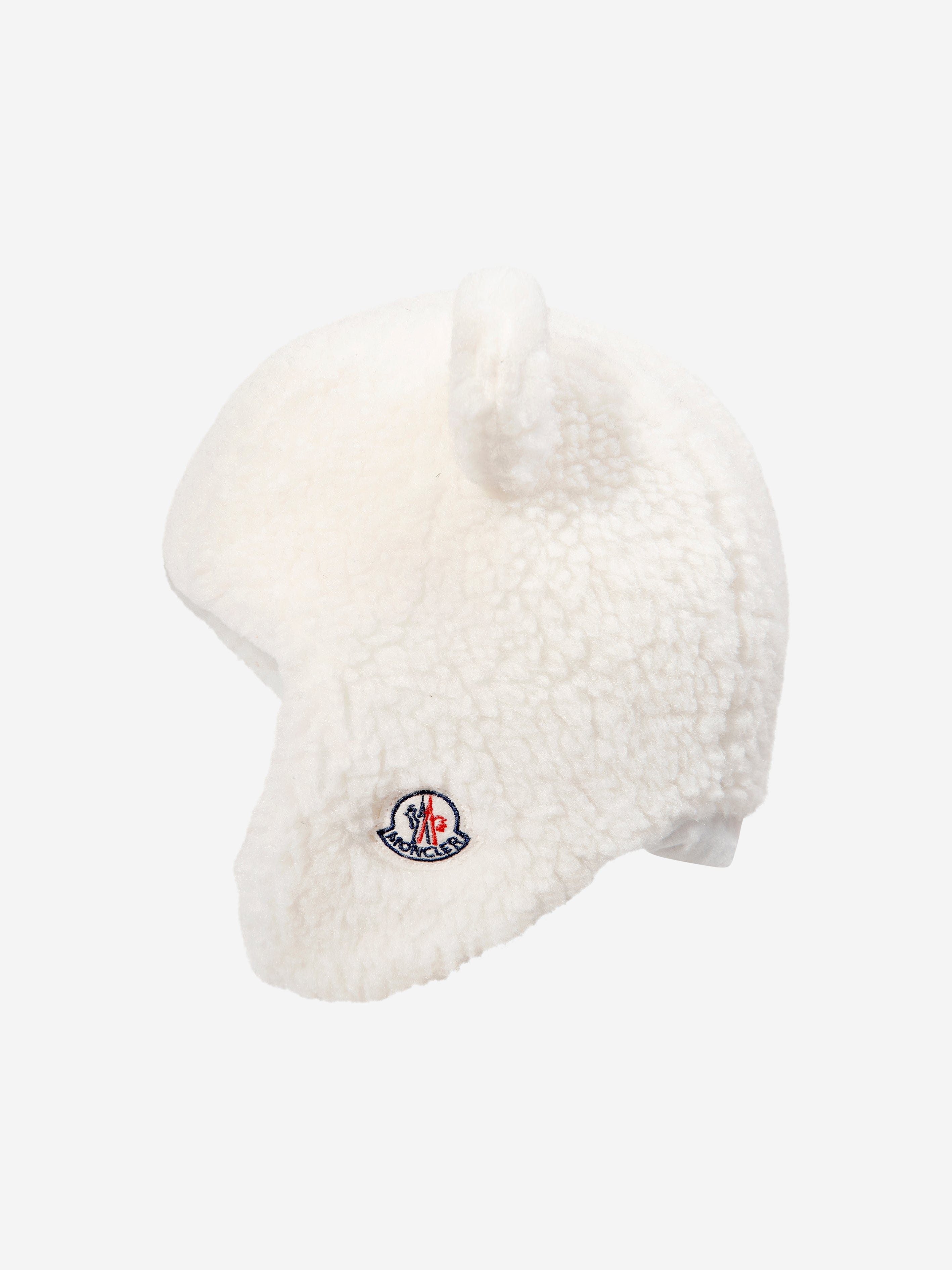 Moncler Enfant Baby Teddy Cap With Earflaps in Ivory Childsplay Clothing