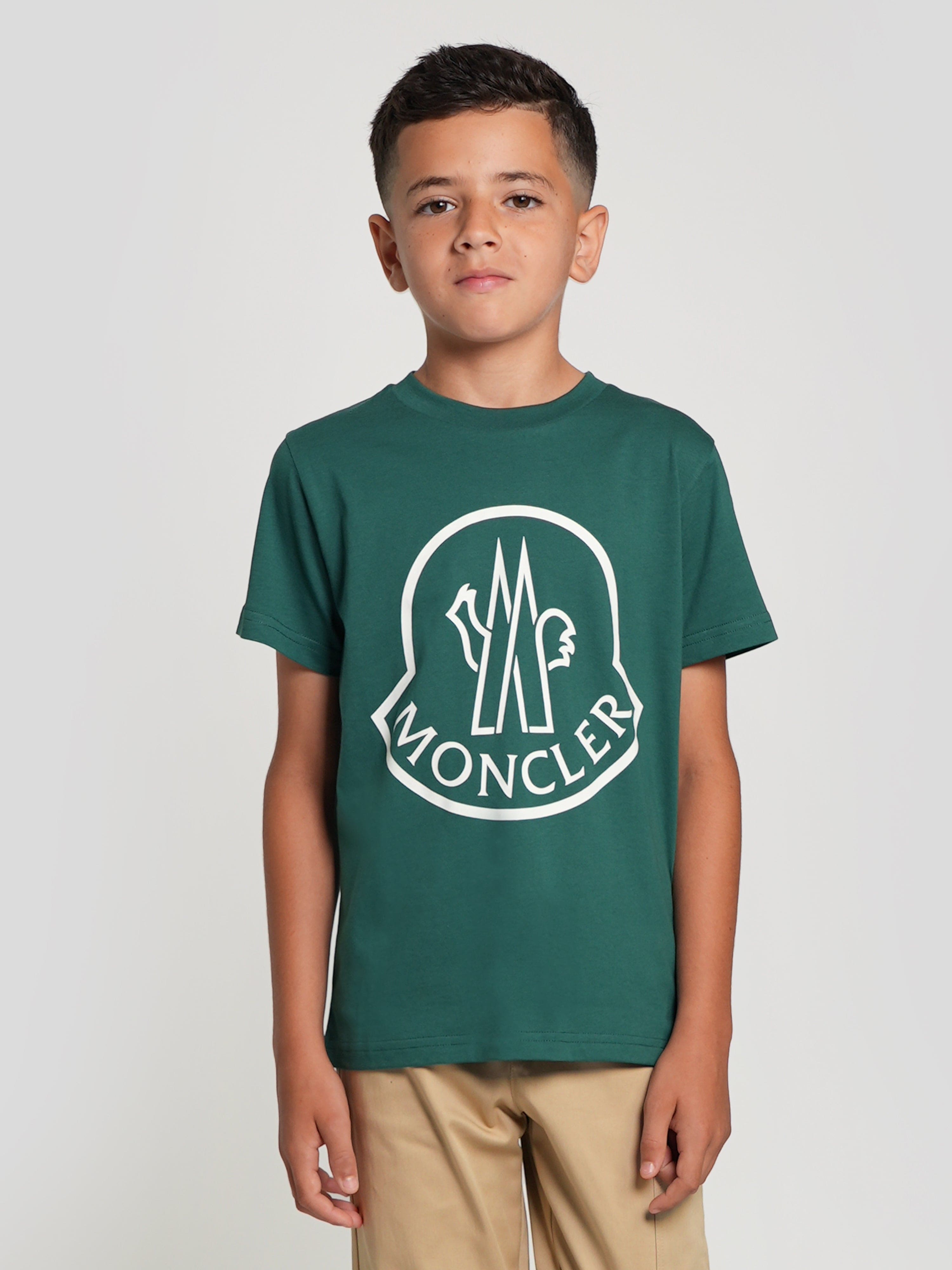 Moncler Enfant Boys Logo T-Shirt in Green