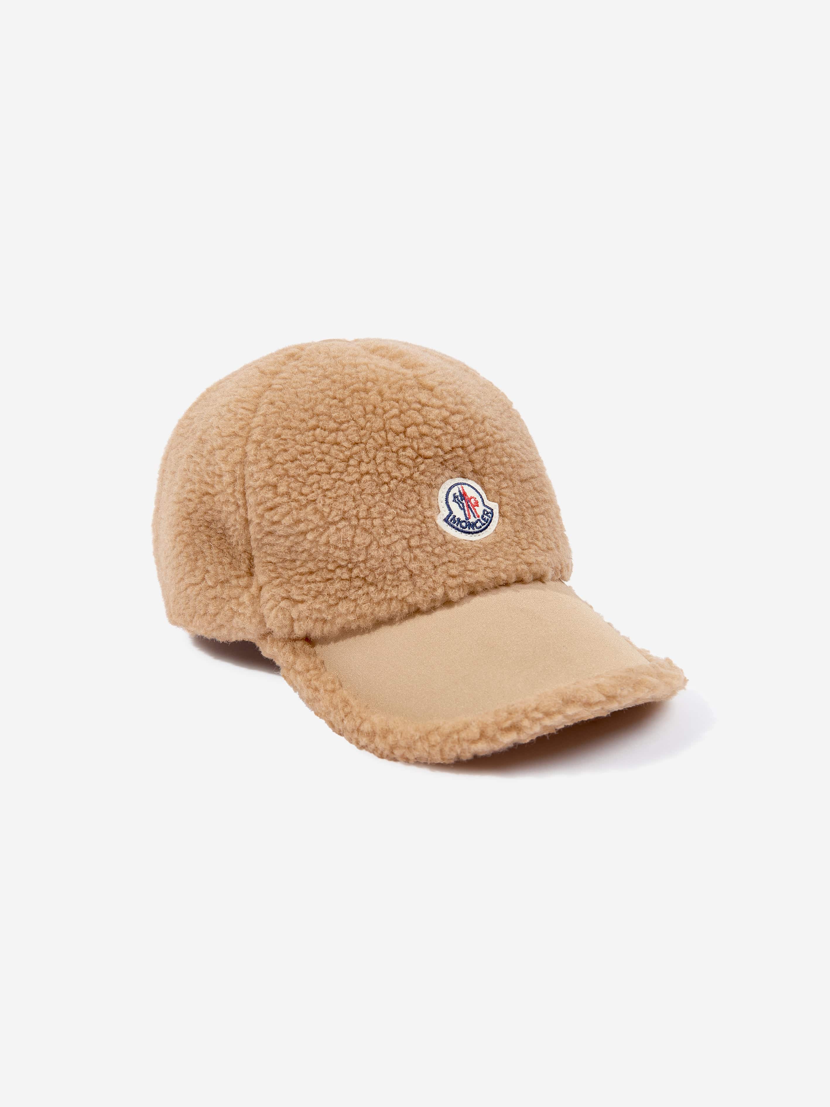 Moncler Enfant Boys Fleece Logo Baseball Cap in Beige