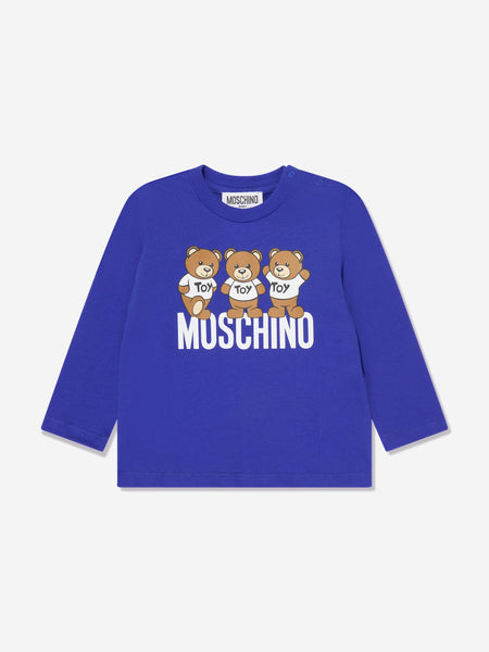 Moschino Kids Teddy logo-print longsleeved top - White