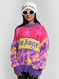 Palm Angels Girls Stars Thunderbolt Knit Jumper in Multicolour