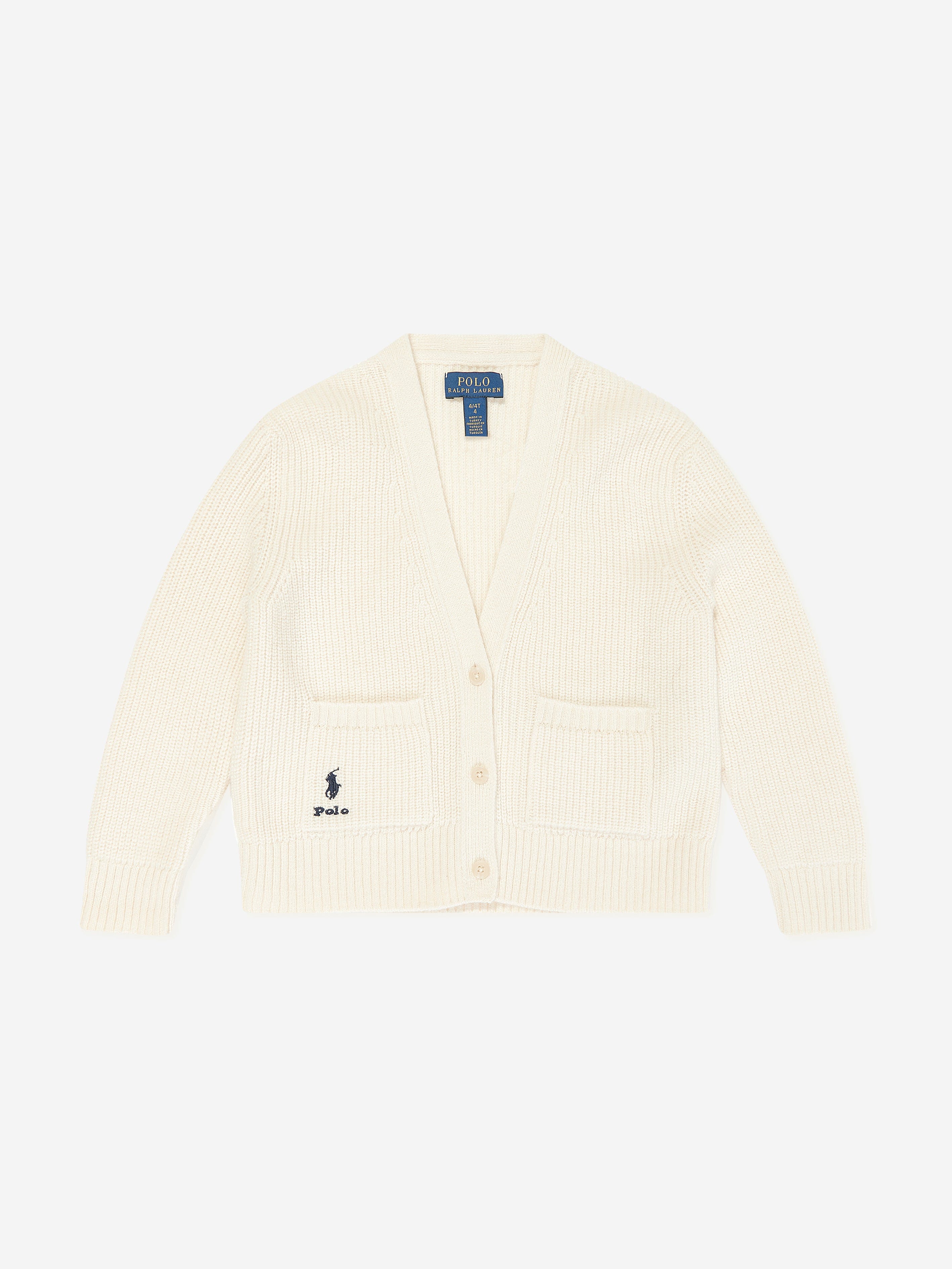 Ralph Lauren Girls Wool and Cashmere Cardigan in Ivory