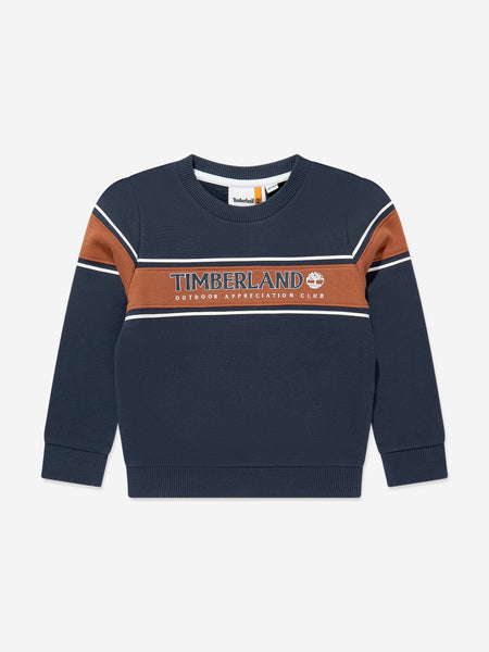 Boys Logo Print Sweatshirt in Navy