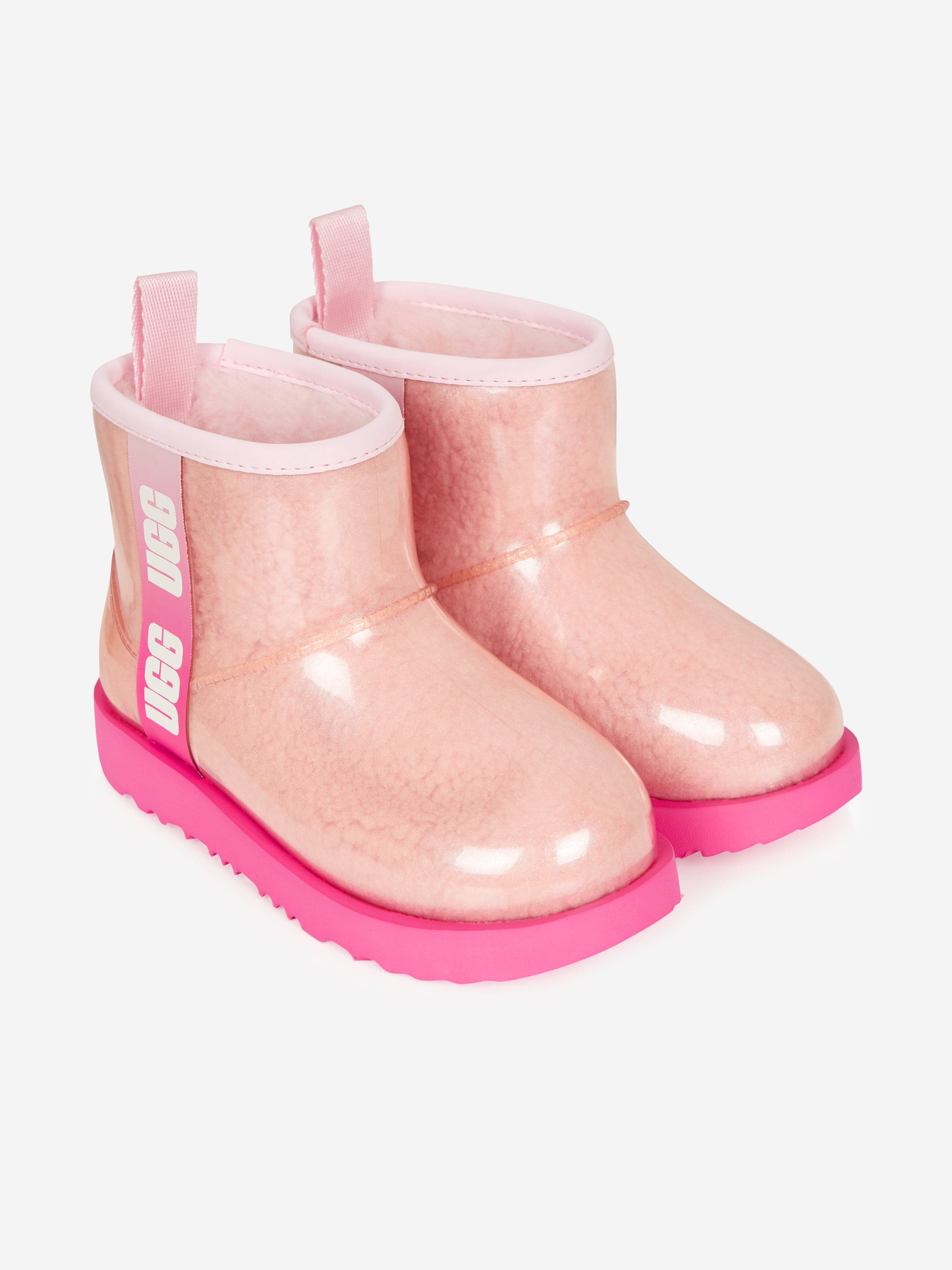 UGG CLASSIC MINI store WATERPROOF CLEAR BOOT PINK BOOTS