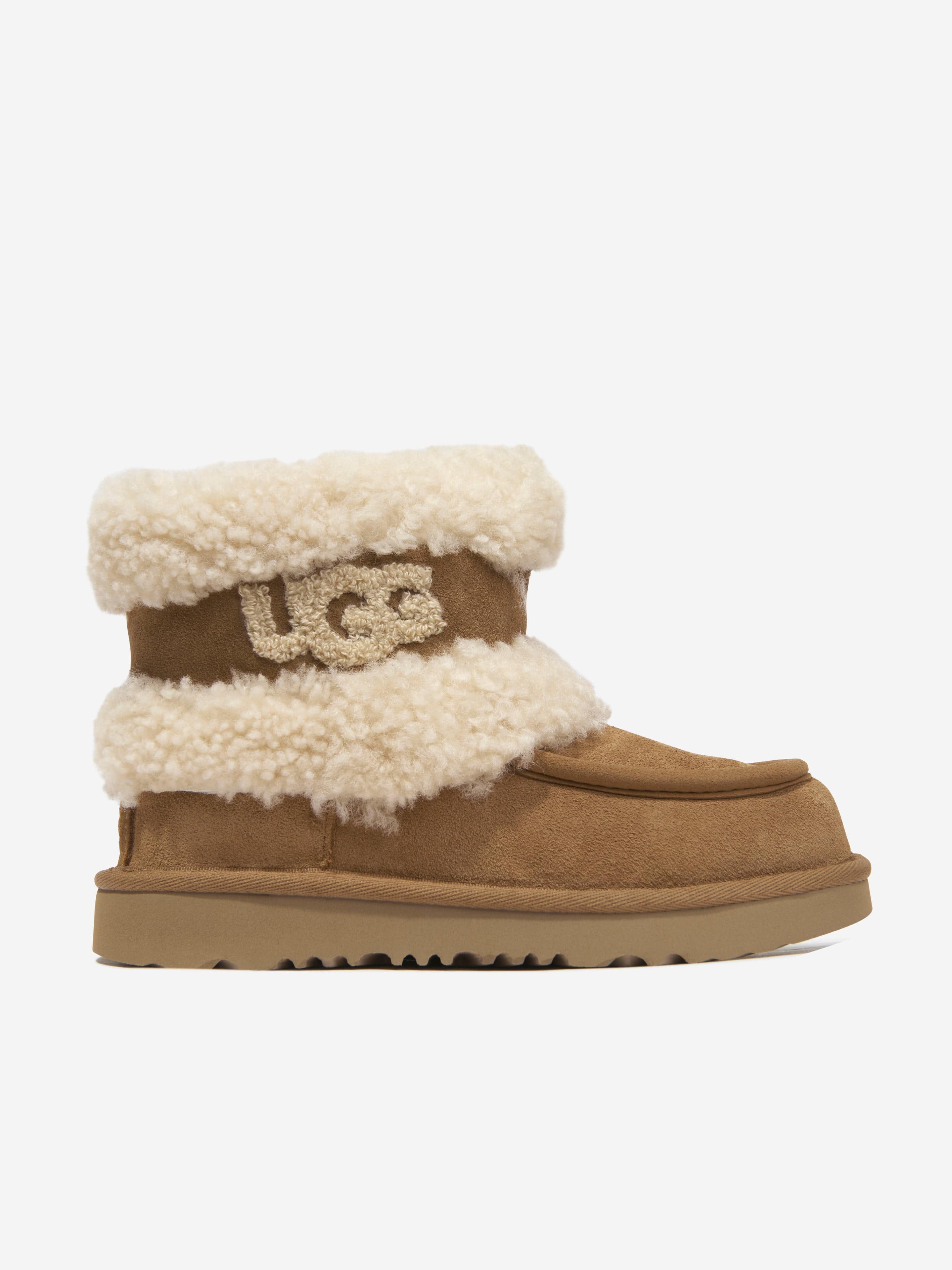 Kids Ultra Mini Fluff Boots in Brown