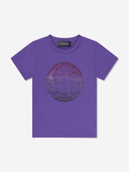 Versace 女の子のメデューサロゴTシャツの紫 | Childsplay Clothing