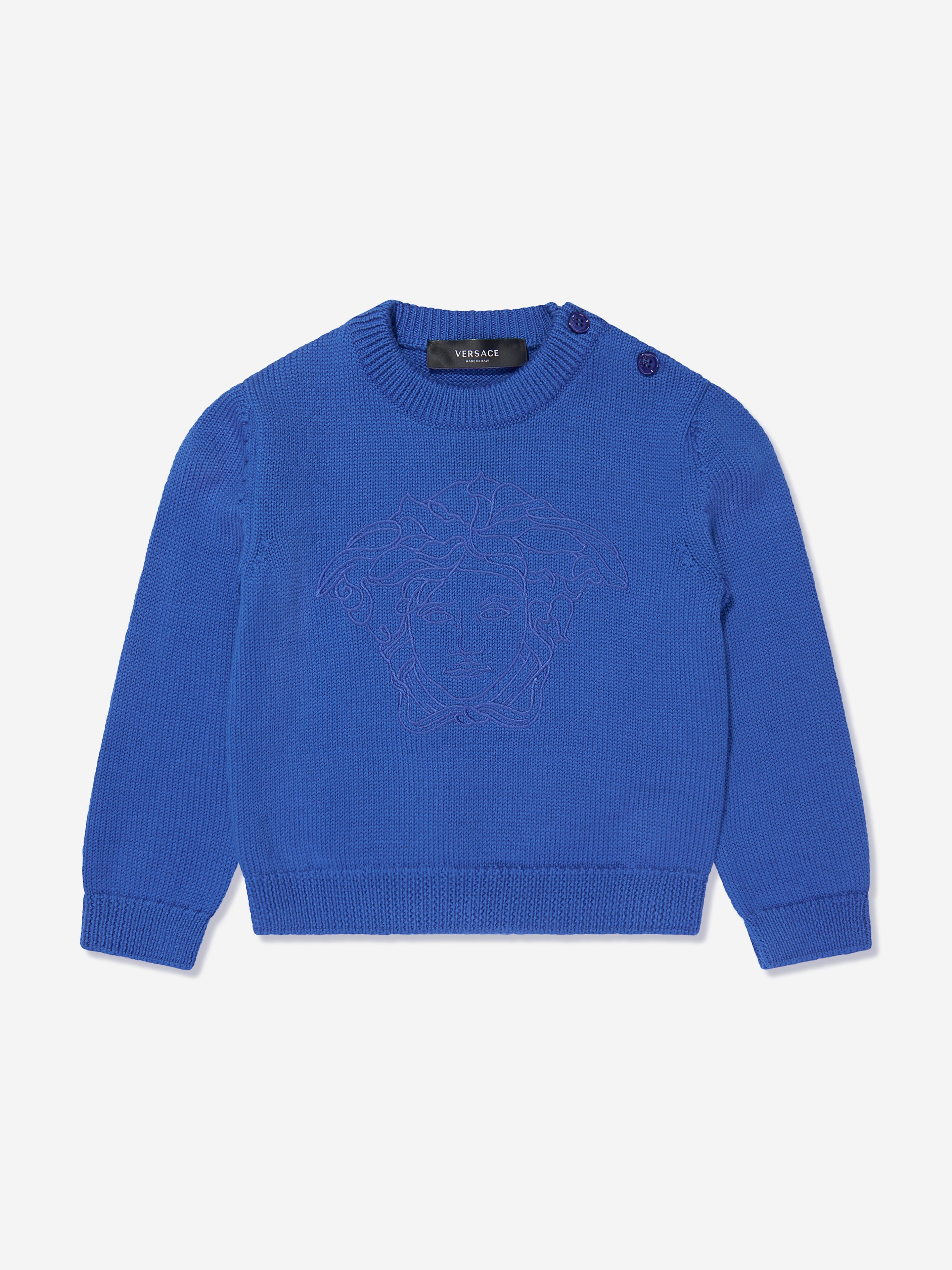 Versace Baby Boys Logo Jumper in Blue Childsplay Clothing