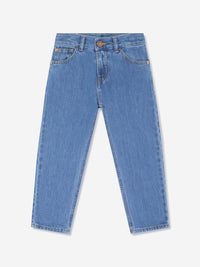 Versace Boys Washed Denim Regular Jeans in Blue