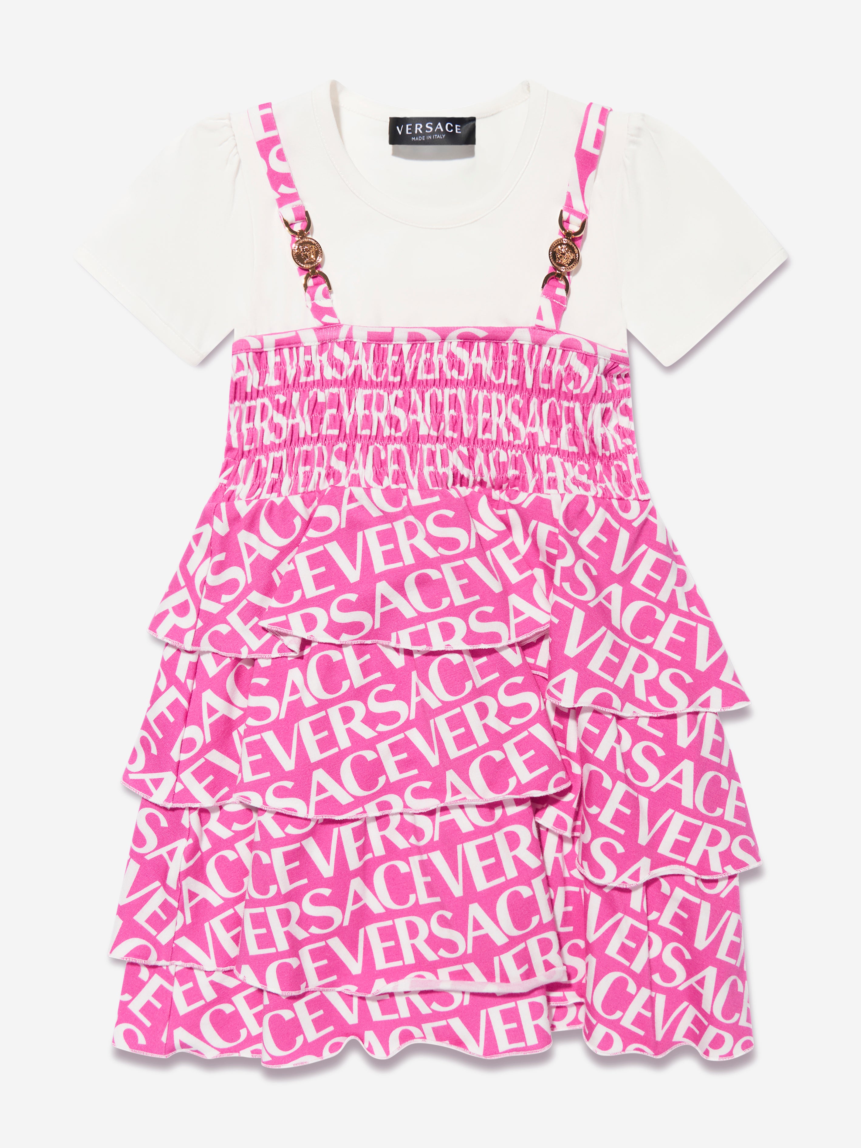 Versace Kids Barocco-print cotton dress set - Pink