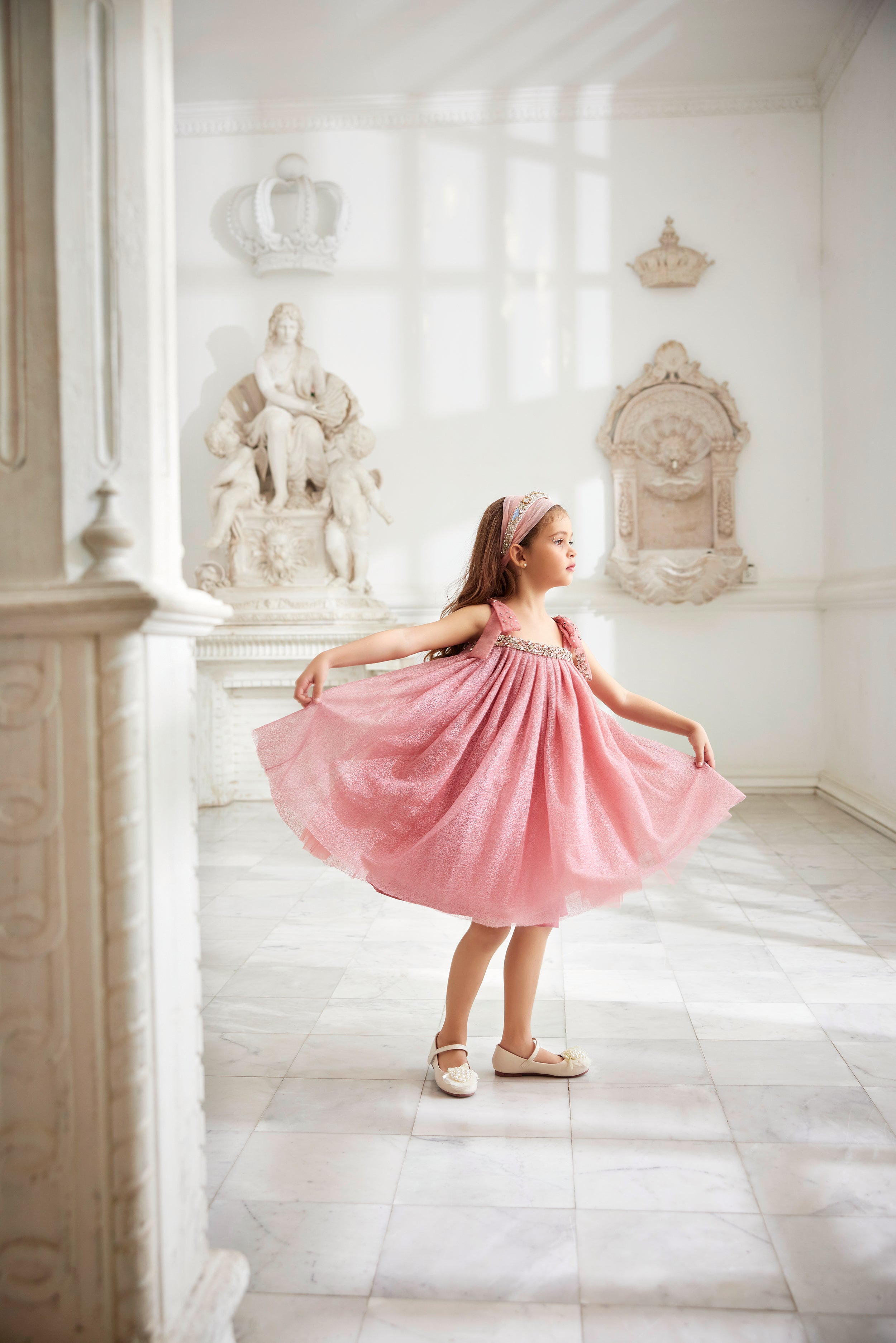 Maison Ava Girls Este Occasion Dress in Pink | Childsplay Clothing