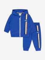BOSS - Kids' tracksuit bottoms with printed monograms and side stripes