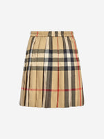 Check Cotton Pleated Skirt in Archive beige | Burberry® Official