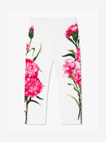 Dolce & Gabbana - Girls White & Pink Carnation Leggings