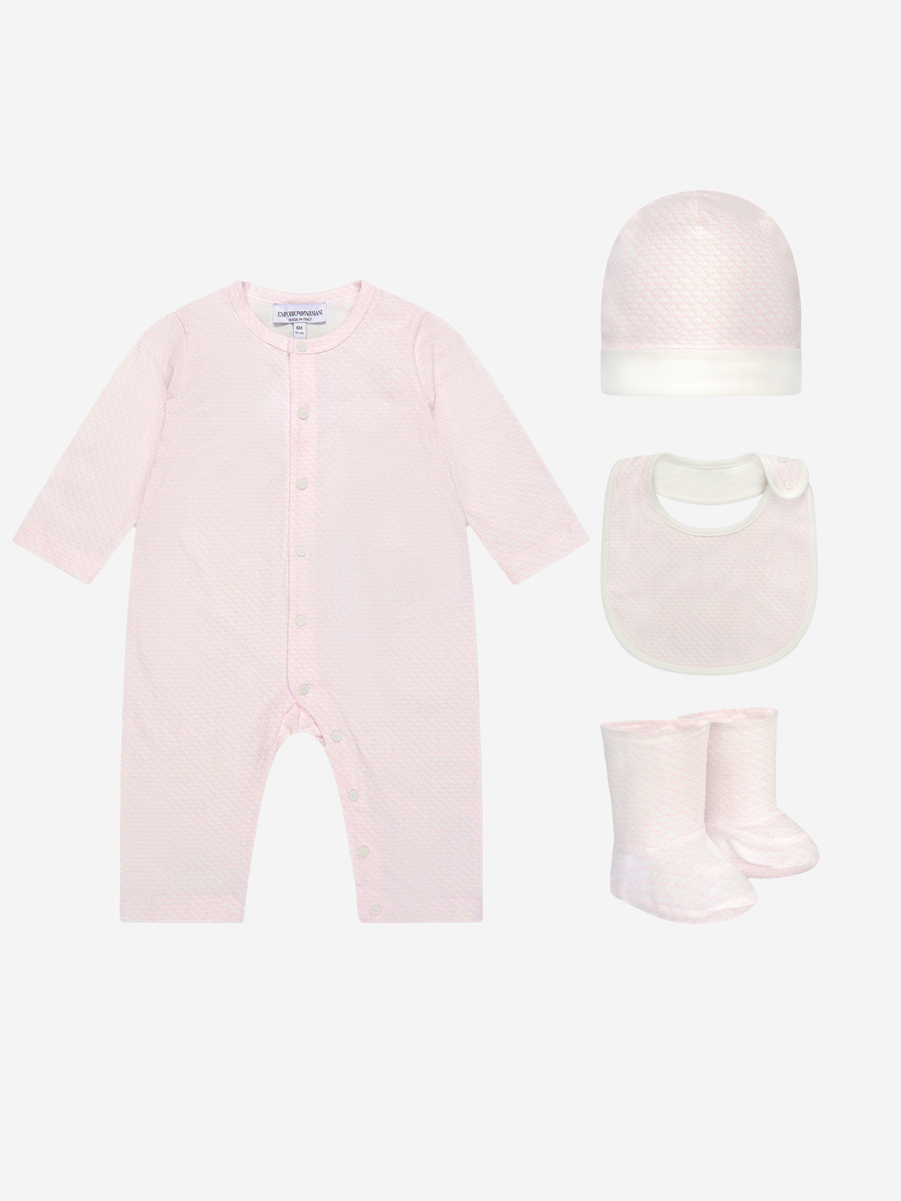 Emporio Armani Baby Girls Cotton Romper Gift Set 4 Piece