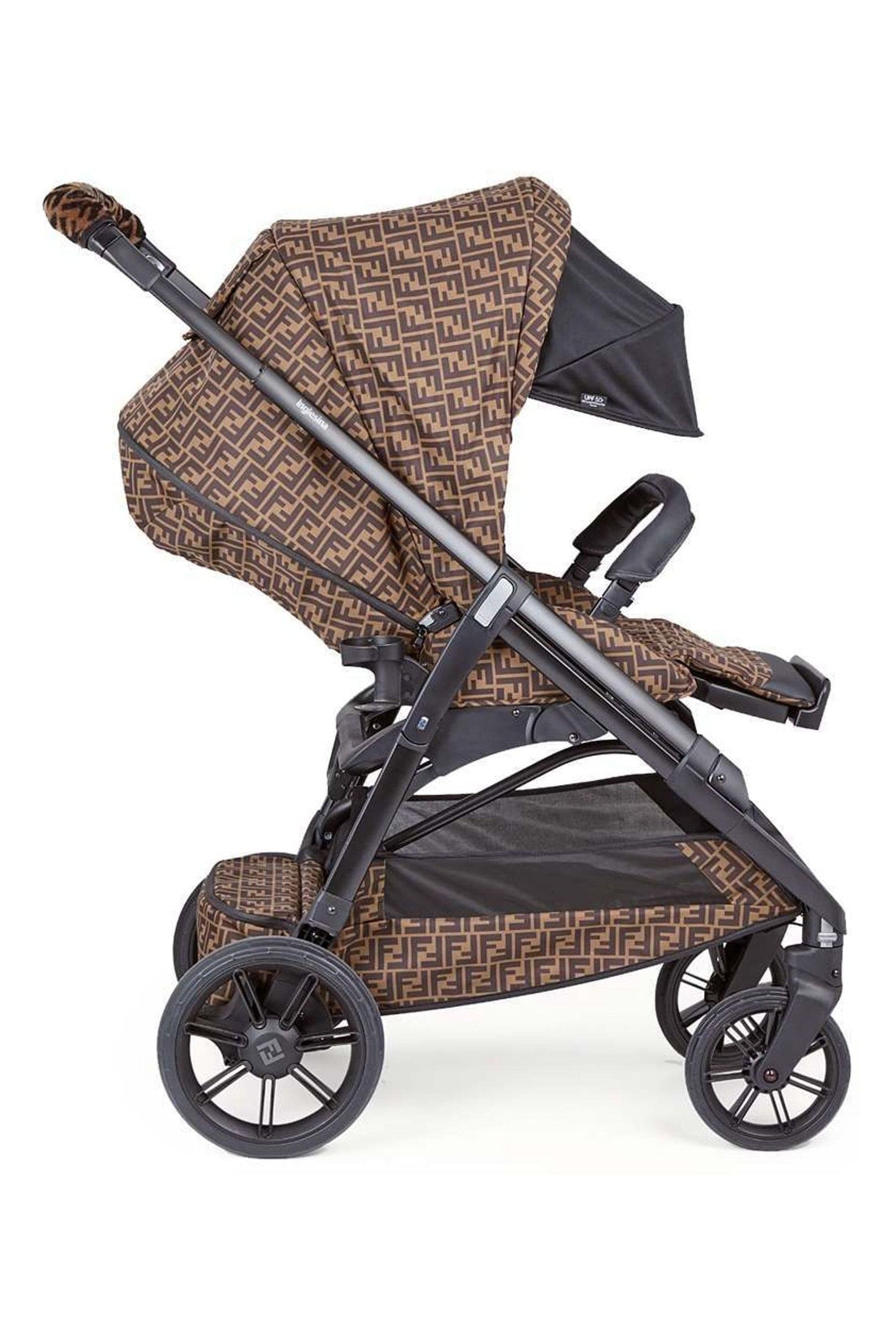 Fendi Baby FF Logo Stroller in Brown Childsplay Clothing