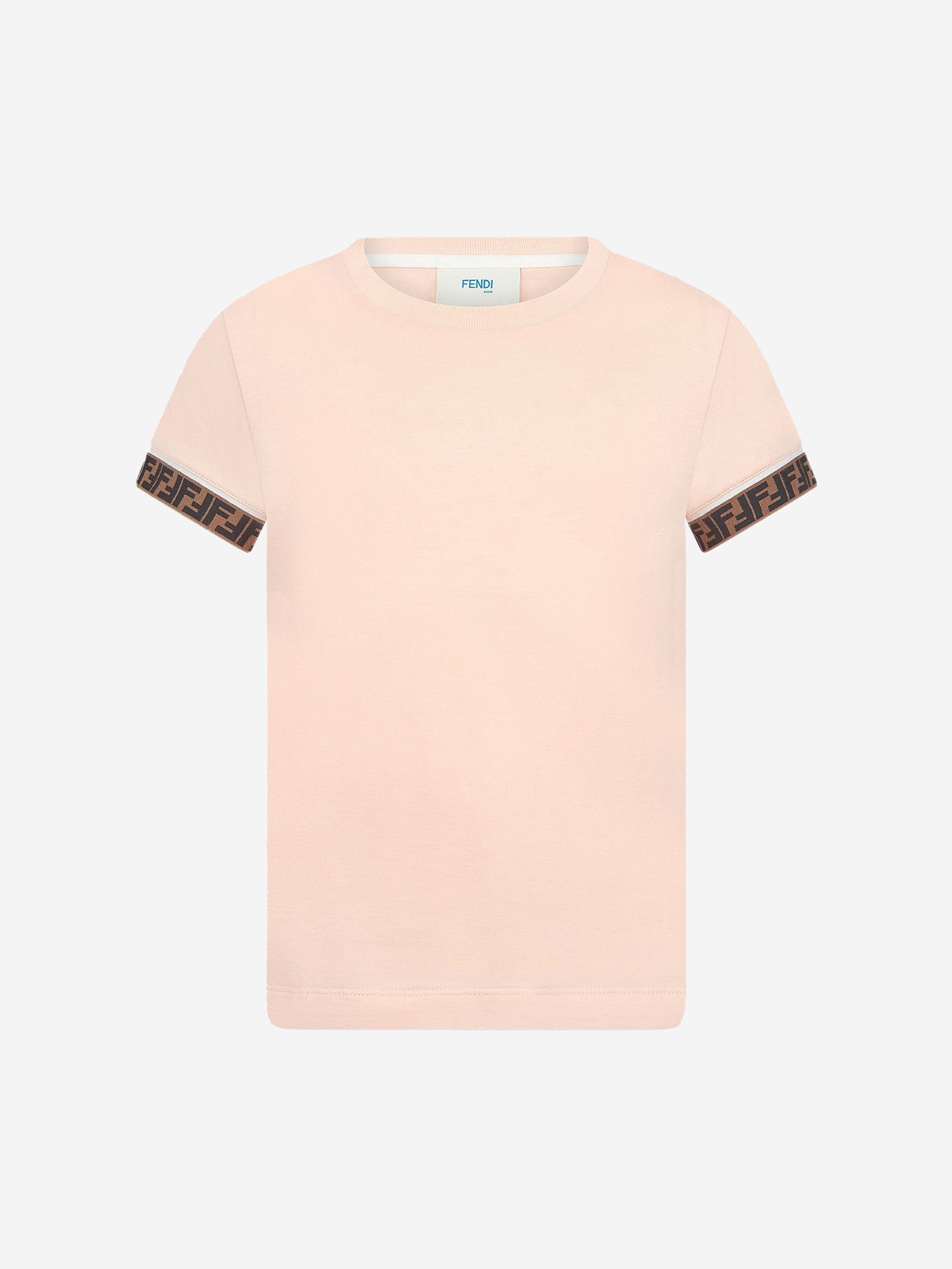 Fendi Kids Unisex Cotton FF Logo Trim T-Shirt | Childsplay Clothing