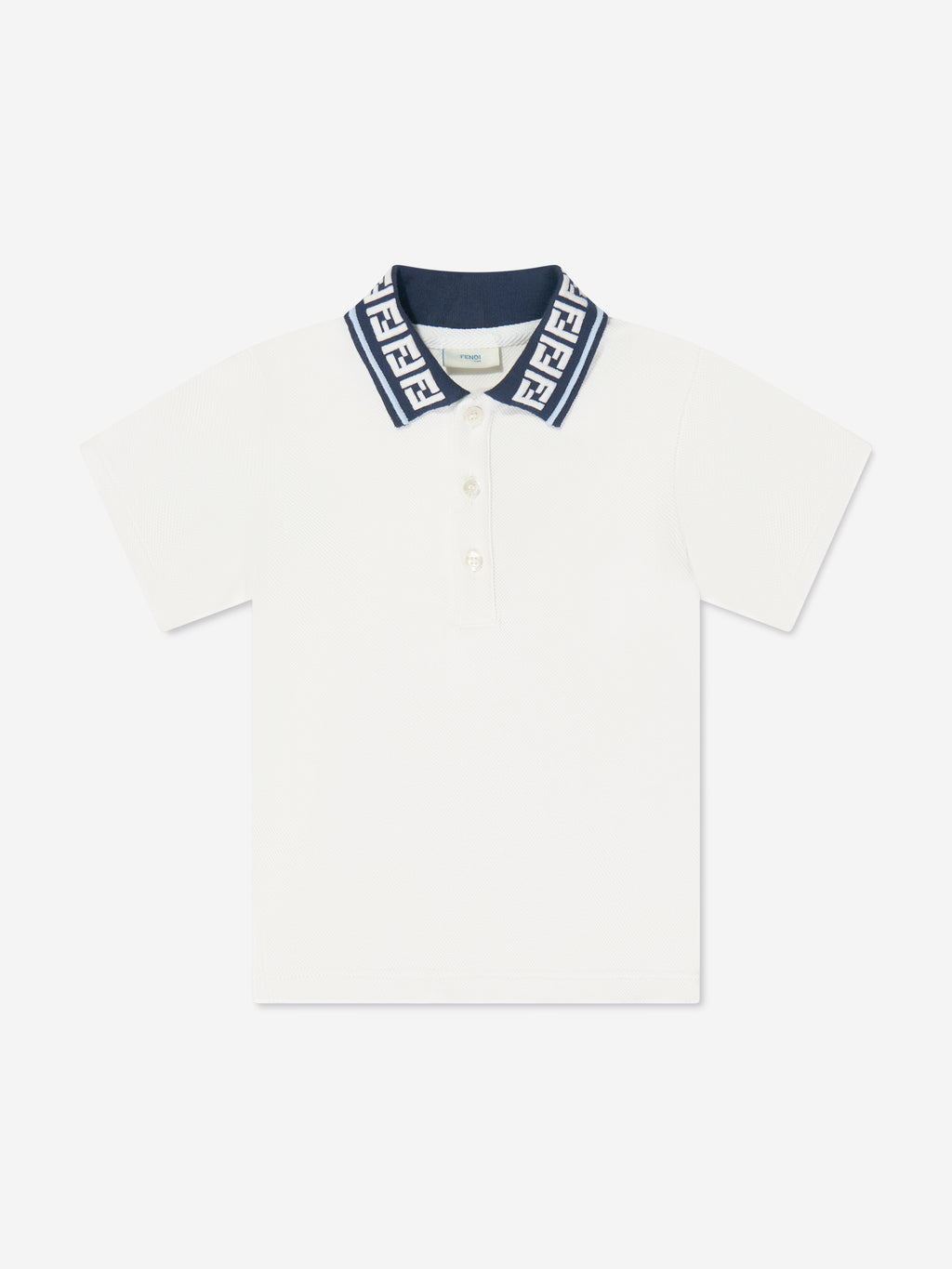 Junior Polo Shirt - White jersey junior polo shirt with FF logo